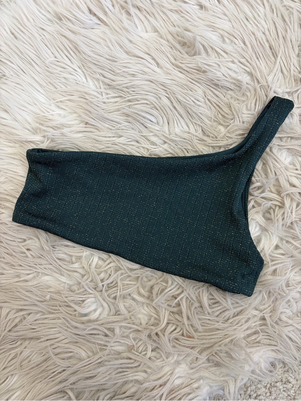 Skatie Dark Green Good Shimmer One Shoulder Bikini Top XS